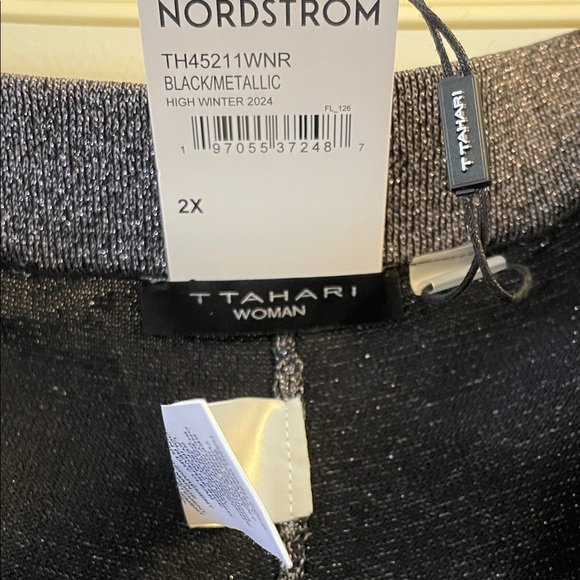 Tahari Black/Silver Shimmer Wide Leg Pants - Picture 10 of 11
